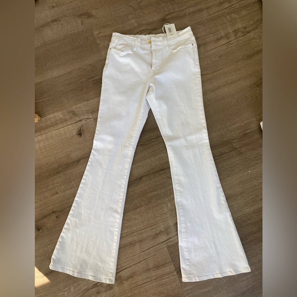 Frame Denim Le High Flare White Jeans